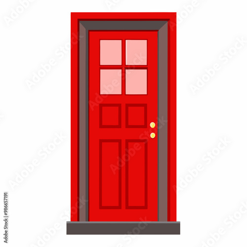 red door isolated on white