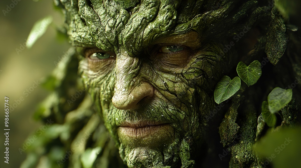 Green Man Portrait: A Mystical Figure of Nature Green Man Portrait: A Mystical Figure of Nature