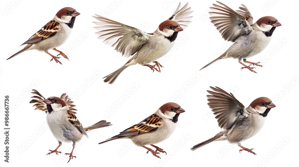 Obraz premium A series of birds in flight, each with a different pose
