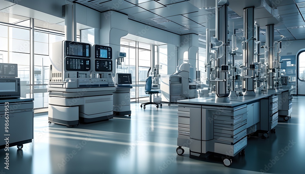 Innovative Healthcare Technology in a Modern Hospital Laboratory during ...