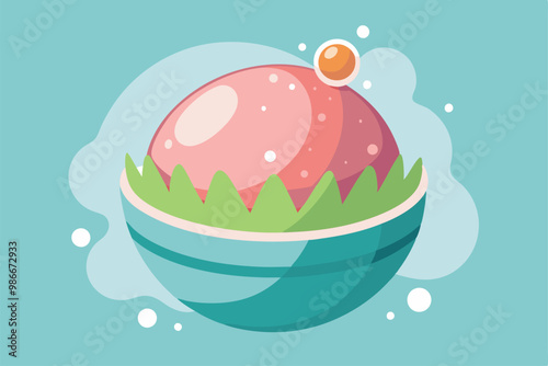 A colorful bath bomb illustration showcasing customizable features with vibrant swirls and patterns, Customizable bath bomb illustration