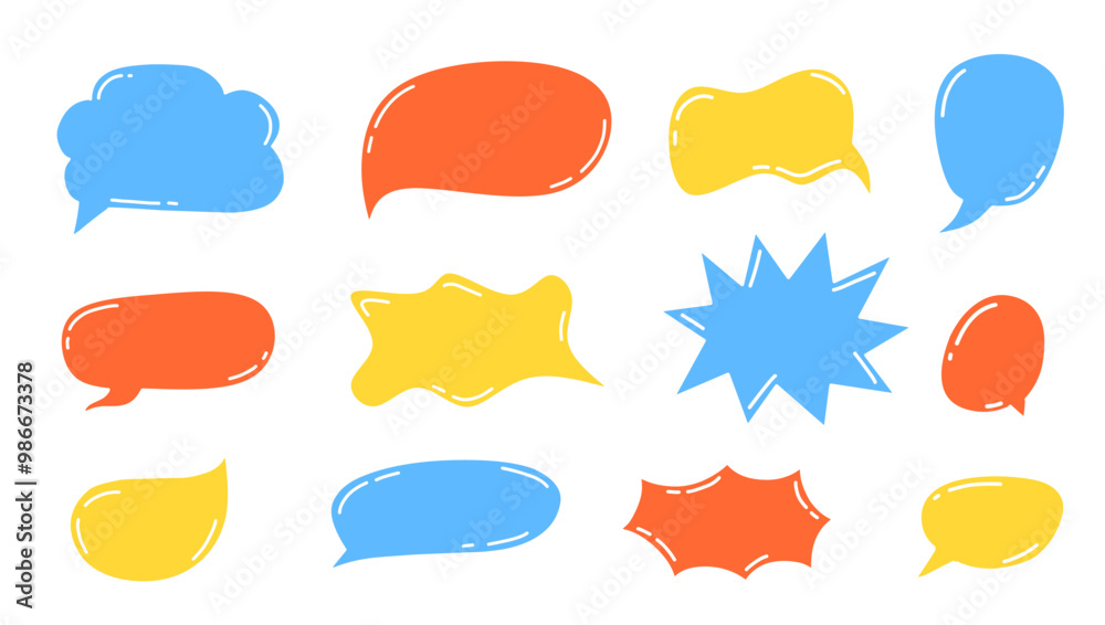 A collection of white speech bubbles in various sizes and shapes A collection of white speech bubbles in various sizes and shapes