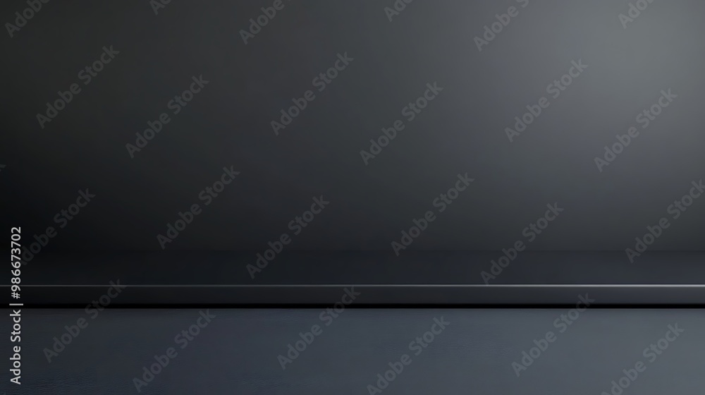 A black, empty shelf or platform with a slight gradient background, perfect for showcasing products or designs. A black, empty shelf or platform with a slight gradient background, perfect for showcasing products or designs.