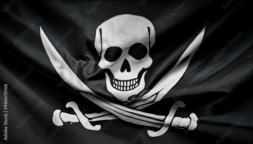 Fototapeta premium 海賊旗(waving pirate flag.) 