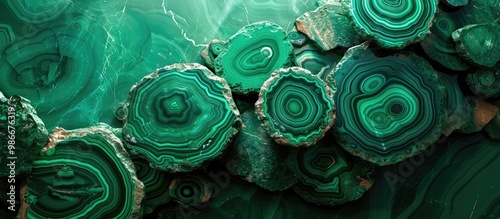 Fototapeta Naklejka Na Ścianę i Meble -  Captivating Emerald Green Geode Crystal Formations Revealing Intricate Natural Patterns and Textures