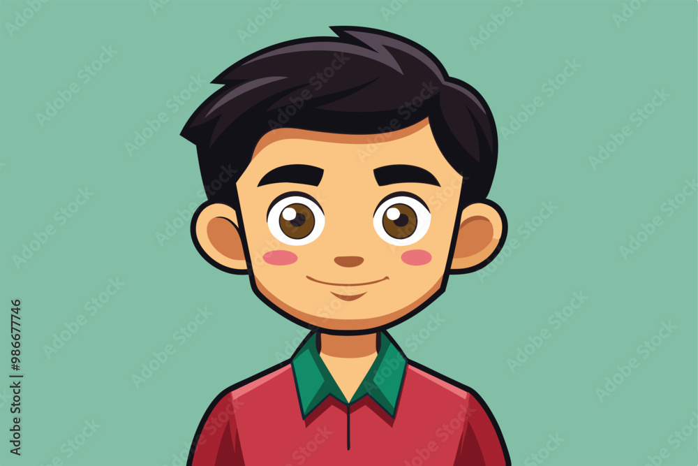 A young boy with a friendly expression poses in a colorful shirt, showcasing a fun cartoon style, Customizable cartoon illustration A young boy with a friendly expression poses in a colorful shirt, showcasing a fun cartoon style, Customizable cartoon illustration