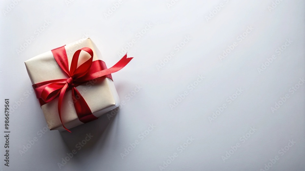 Gift Box with Red Ribbon on White Background Gift Box with Red Ribbon on White Background