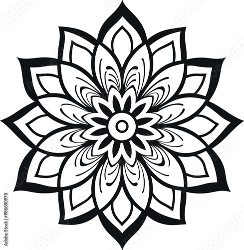 Mandala Line Illustration design with white background