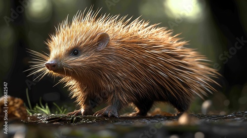 Close-up of a Cute Hedgehog in the Forest