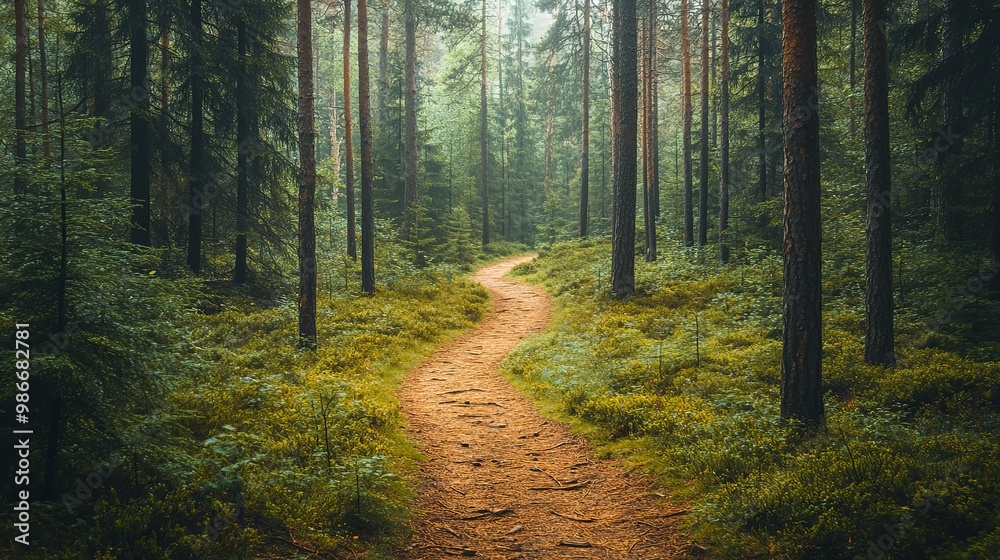 A Winding Path Through a Dense, Lush Forest A Winding Path Through a Dense, Lush Forest