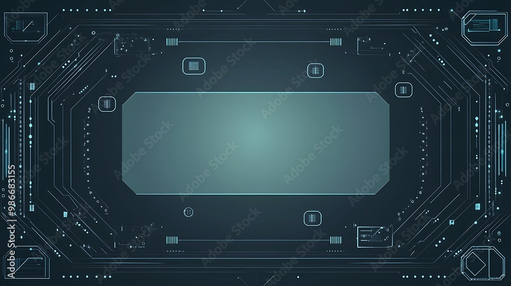 Naklejka premium Abstract digital technology background with glowing lines and circuits.