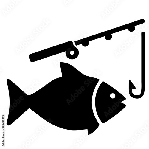 fishing icon and fishing rod