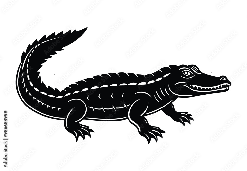 Naklejka premium Alligator silhouette vector