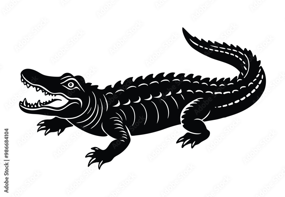 Naklejka premium Alligator silhouette vector