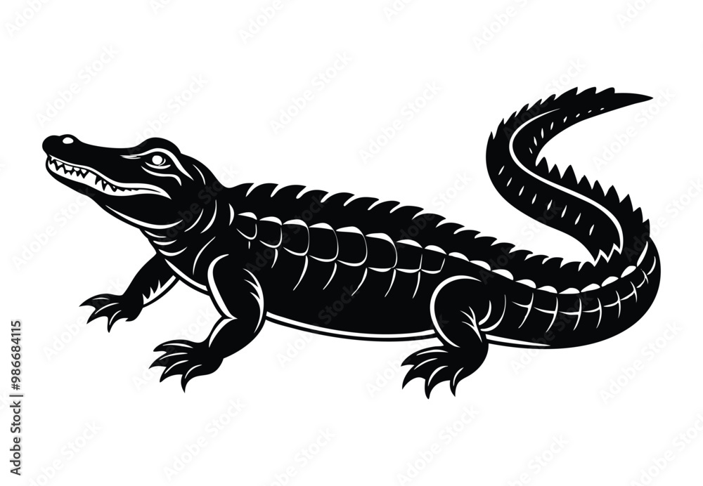 Obraz premium Alligator silhouette vector