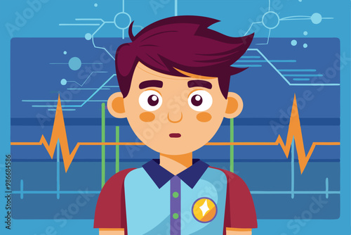 A cartoon character showcases symptoms of epilepsy in a bright and engaging design for awareness, Customizable cartoon illustration for epilepsy.