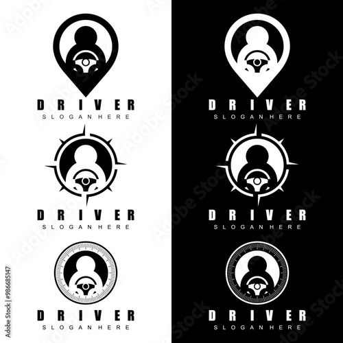 driver logo icon black and white vector
