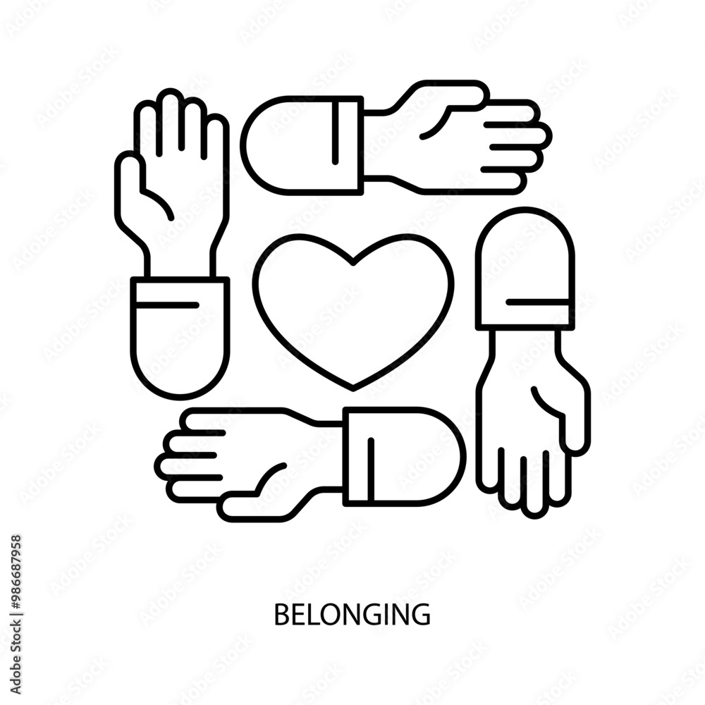 Fototapeta premium belonging concept line icon. Simple element illustration.belonging concept outline symbol design.