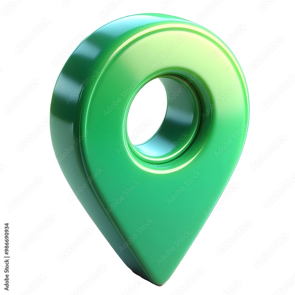 green location icon on the map, highlighted on a white background, three-dimensional image green location icon on the map, highlighted on a white background, three-dimensional image