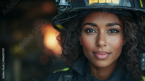 Portrait of a Female Firefighter with Helmet