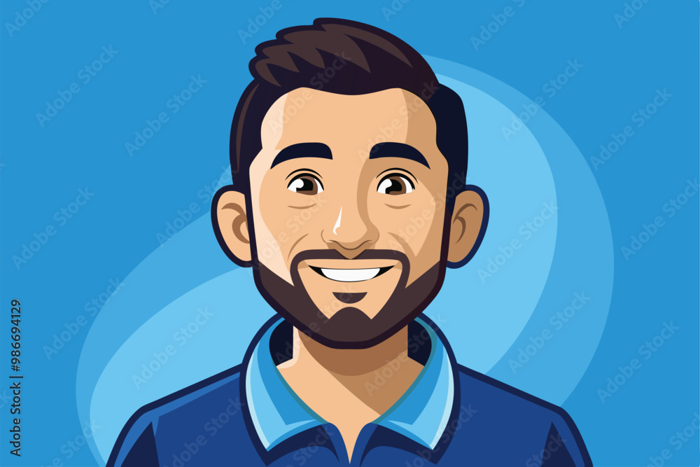 An engaging cartoon design displaying a cheerful individual with a beard and friendly smile, Customizable cartoon illustration for your partner. An engaging cartoon design displaying a cheerful individual with a beard and friendly smile, Customizable cartoon illustration for your partner.