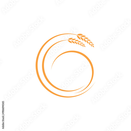Letter G from rice and wheat seeds.  for food template vector illustration