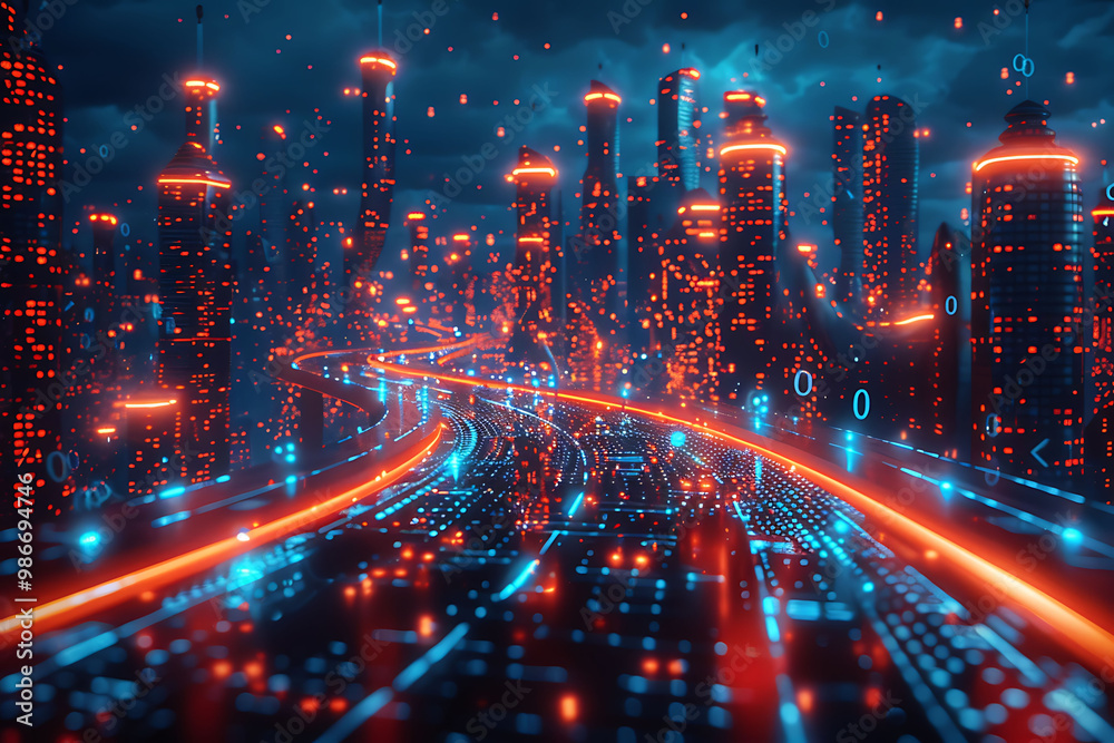 Fototapeta premium Ai content performance analytics within digital content creation where artificial intelligence tracks engagement predicts success and informs content strategy