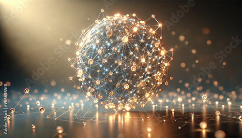 Close-up shot of a futuristic digital representation of a network sphere.
