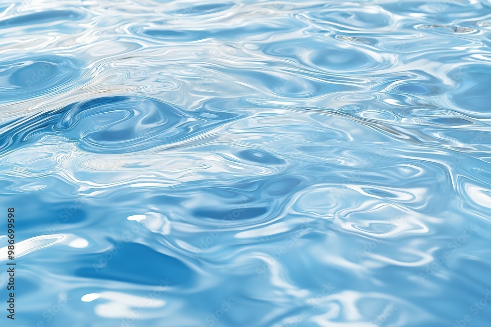 A serene water surface reflects a vibrant blue sky, capturing the essence of a peaceful natural setting during a sunny afternoon A serene water surface reflects a vibrant blue sky, capturing the essence of a peaceful natural setting during a sunny afternoon
