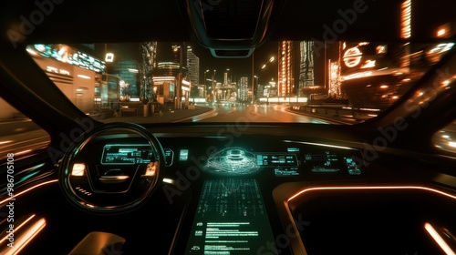 Futuristic Night Drive in a Cyberpunk City