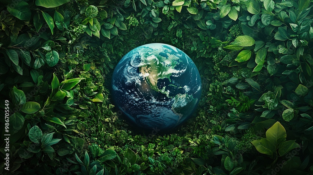 A world embraced by greenery and nature showcasing environmental sustainability