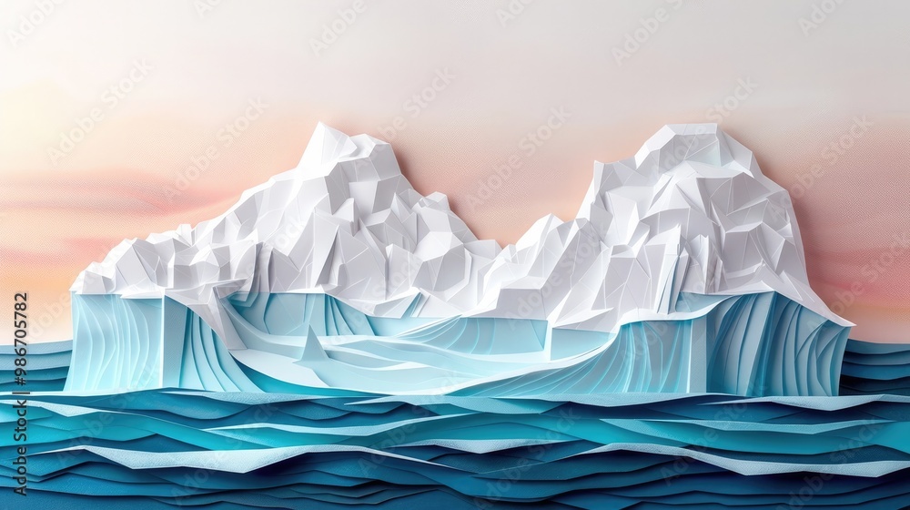 Obraz premium Breathtaking view of towering glacier capped mountains reflecting in the calm icy waters of the polar ocean This landscape captures the serene and untouched beauty of the remote Arctic region