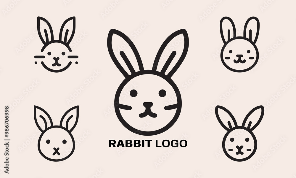 icon set rabbit line art logo design vector illustration icon set rabbit line art logo design vector illustration