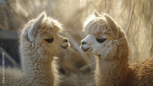 Two Alpaca's Face to Face