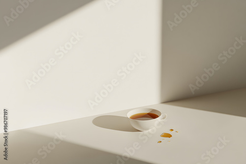 A cup of coffee sits on a table next to a book, ready for a quiet morning read photo