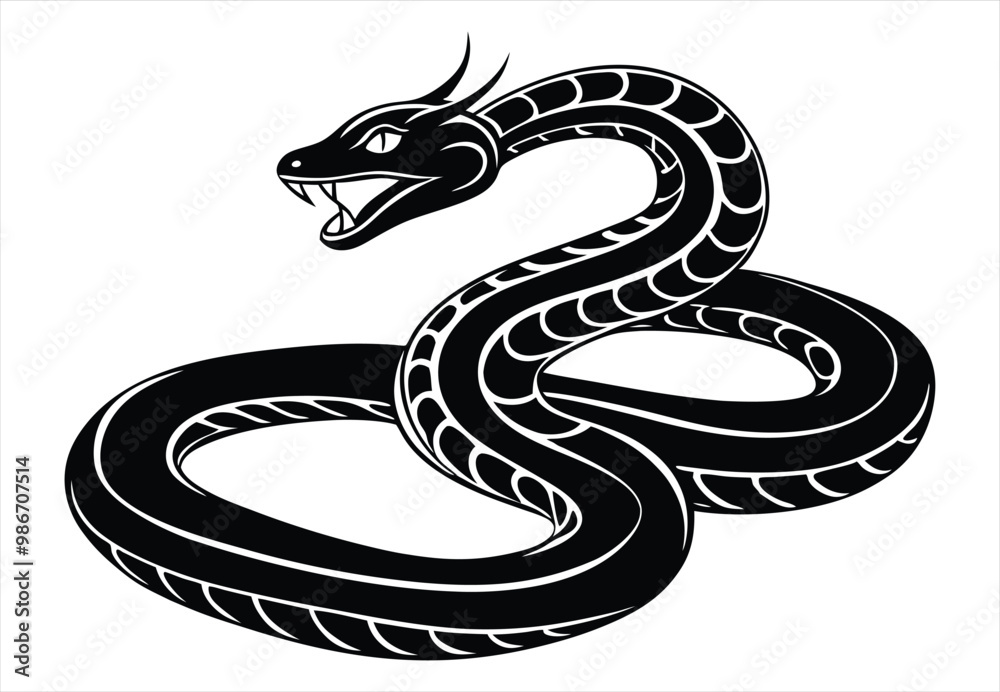 Fototapeta premium Snake silhouette vector