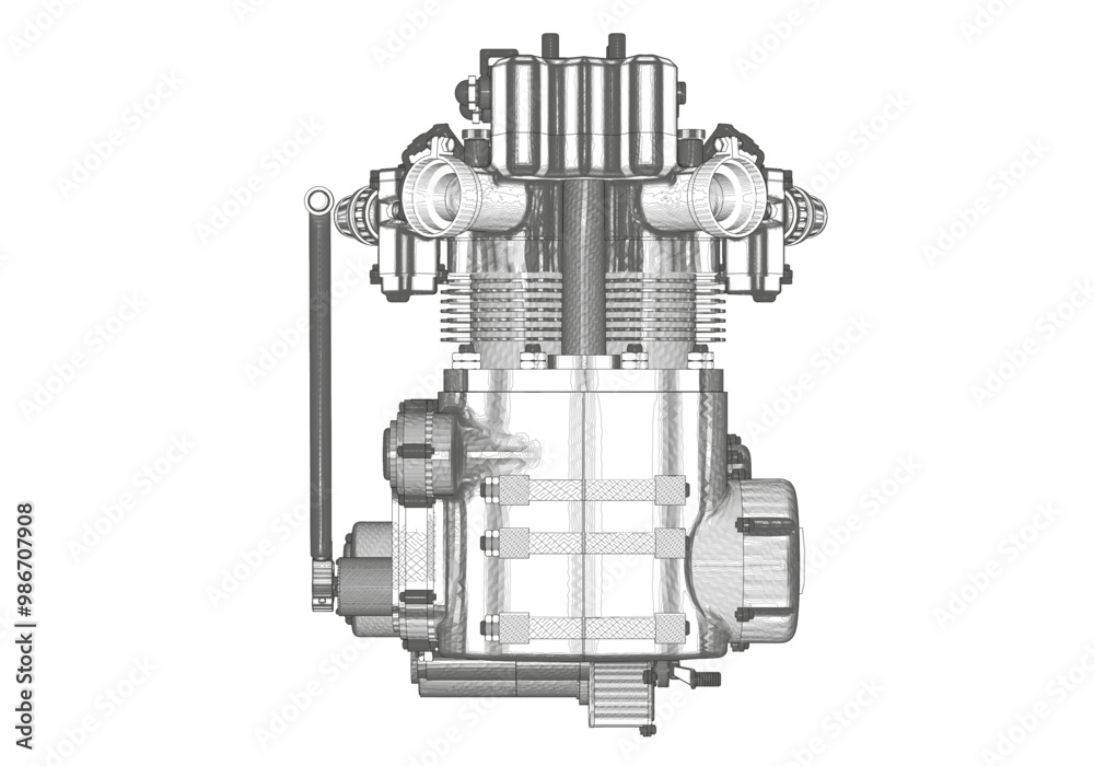 Motorcycle engine on white background. Motorcycle engine on white background.