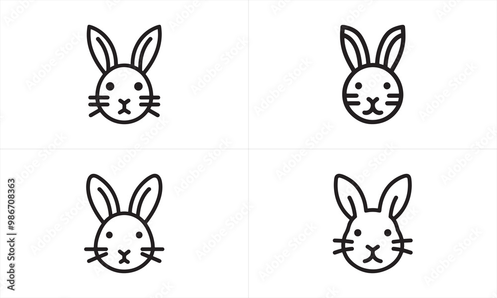 Set of Rabbit line art logo design vector illustration. Set of Rabbit line art logo design vector illustration.