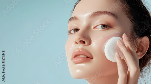 woman with sensitive skin using a soft cotton pad to gently remove makeup
