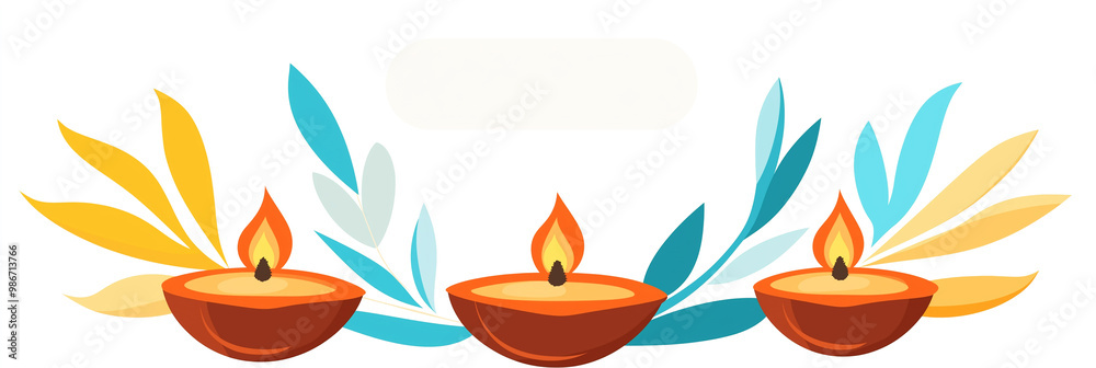 Three diyas in a row, simple vector style diwali background with space for text
Three diyas in a row, simple vector style diwali background with space for text