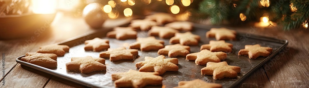 Delicious star-shaped cookies fresh out of the oven, perfect for holidays, baking, and festive gatherings with friends and family. Delicious star-shaped cookies fresh out of the oven, perfect for holidays, baking, and festive gatherings with friends and family.