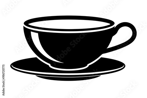 tea cup silhouette vector
