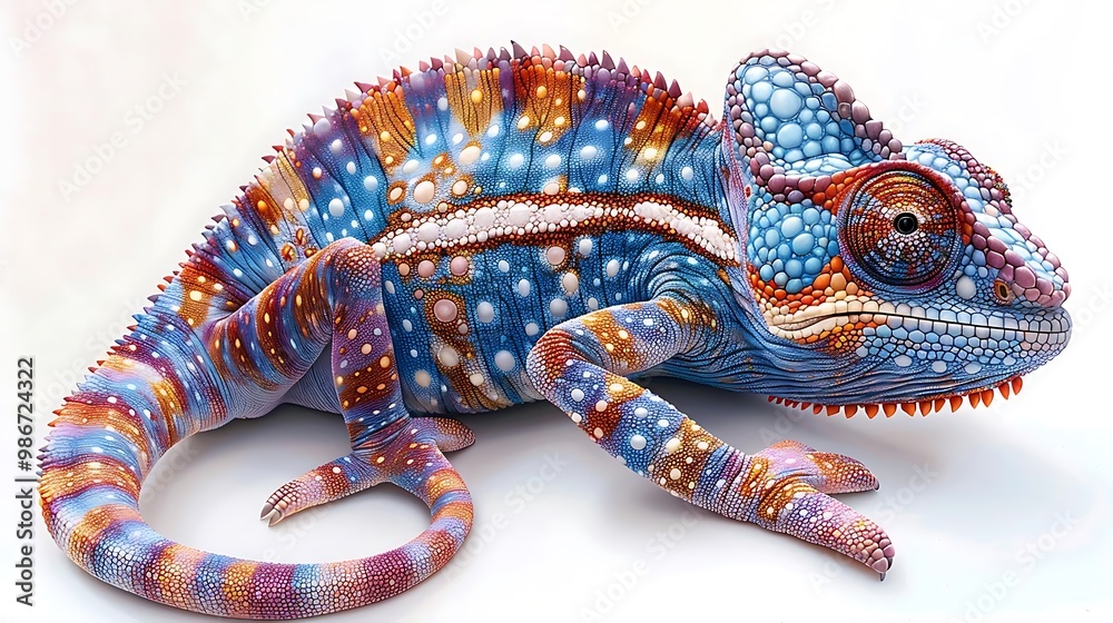 A colorful, artistic depiction of a chameleon showcasing intricate patterns and textures. A colorful, artistic depiction of a chameleon showcasing intricate patterns and textures.