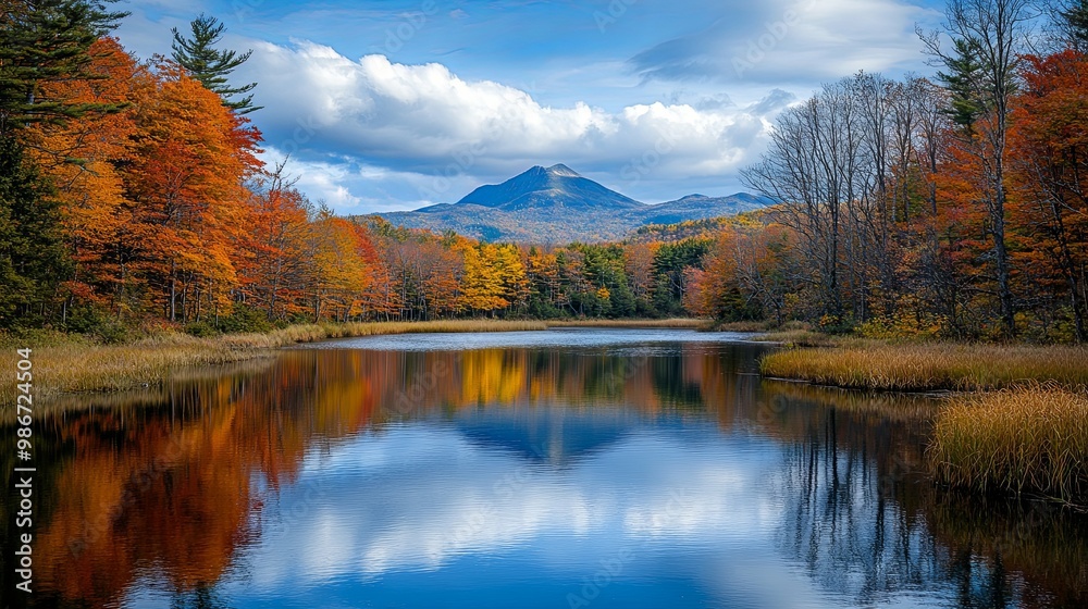Mountain Reflection in a Still Autumn Lake Mountain Reflection in a Still Autumn Lake