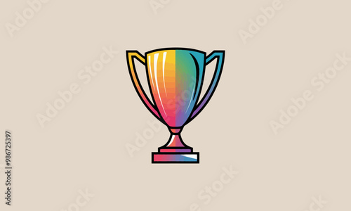 Colorful trophy cup with Champions text