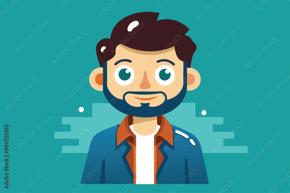 A cheerful cartoon character featuring a man with a beard, wearing a blue jacket and smiling brightly, Customizable cartoon illustrations that are open source. A cheerful cartoon character featuring a man with a beard, wearing a blue jacket and smiling brightly, Customizable cartoon illustrations that are open source.