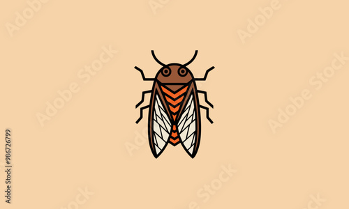 Minimalist cicada insect vector illustration.