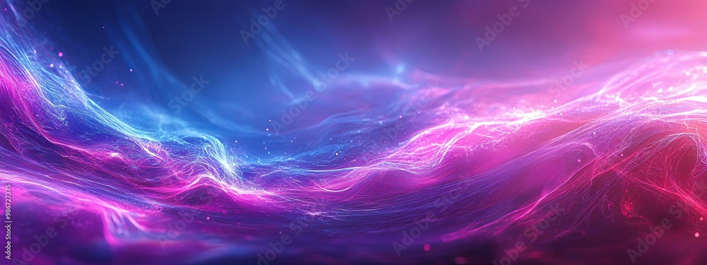 Abstract Purple and Blue Light Streaks with Glowing Particles Abstract Purple and Blue Light Streaks with Glowing Particles