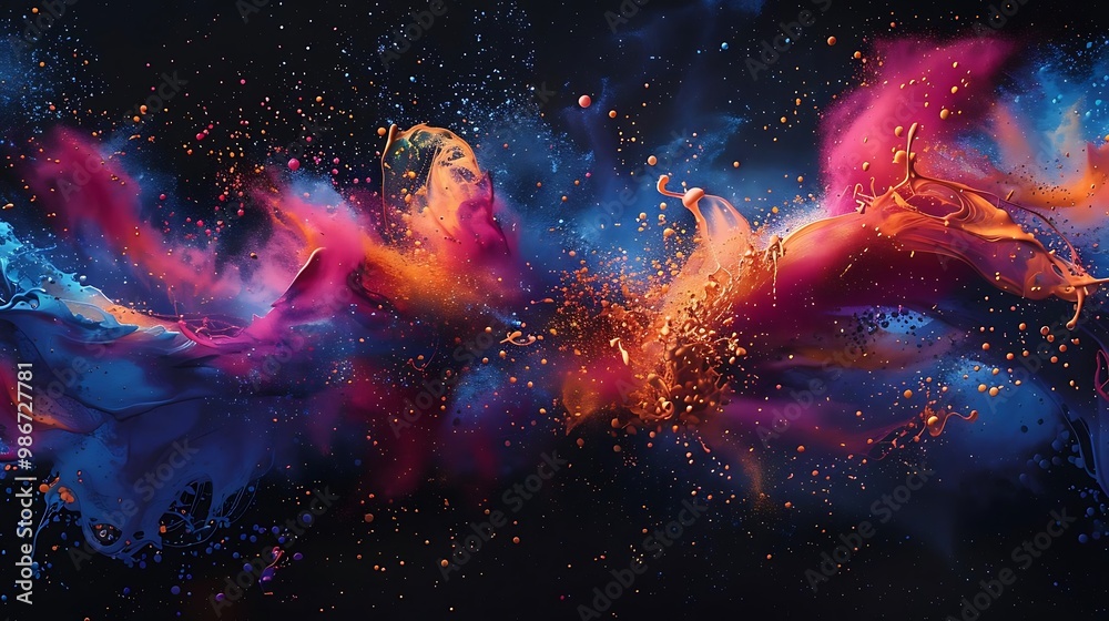 A vibrant explosion of colors creating an abstract, dynamic visual experience. A vibrant explosion of colors creating an abstract, dynamic visual experience.