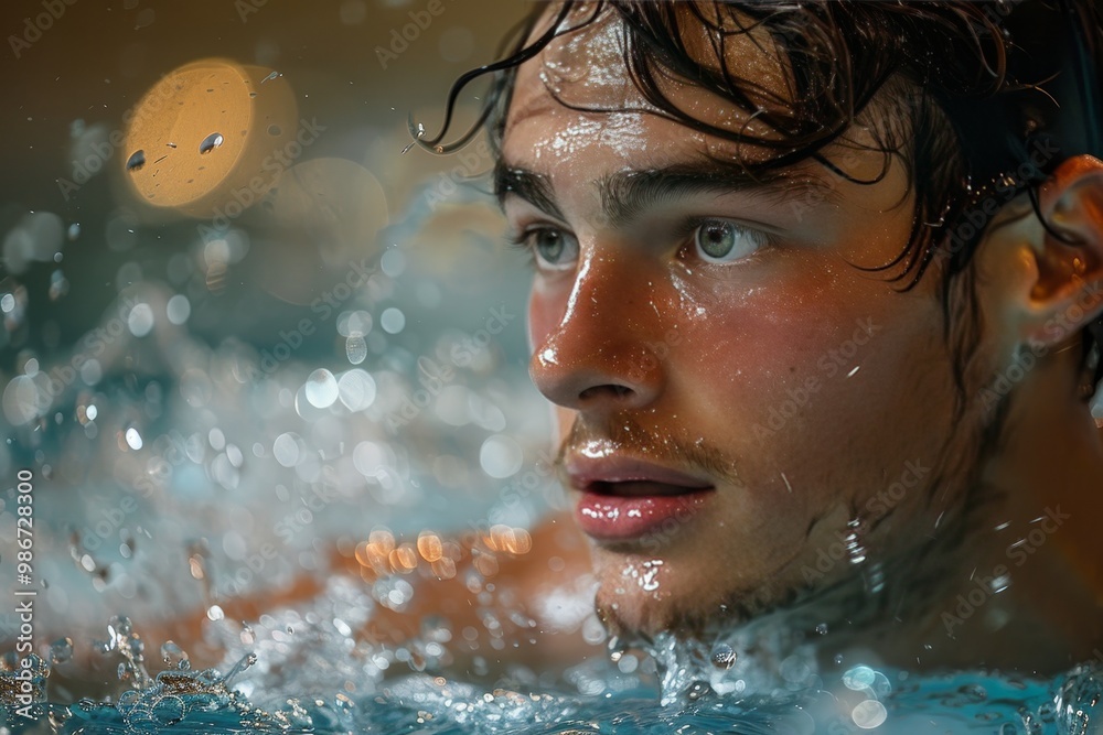 Energetic swimmer in motion freestyle training in pool symbolizing professionalism and endurance Energetic swimmer in motion freestyle training in pool symbolizing professionalism and endurance